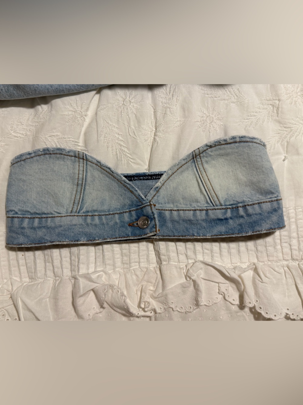 REVICE Light Blue Strapless Denim Bandeau & jeans
